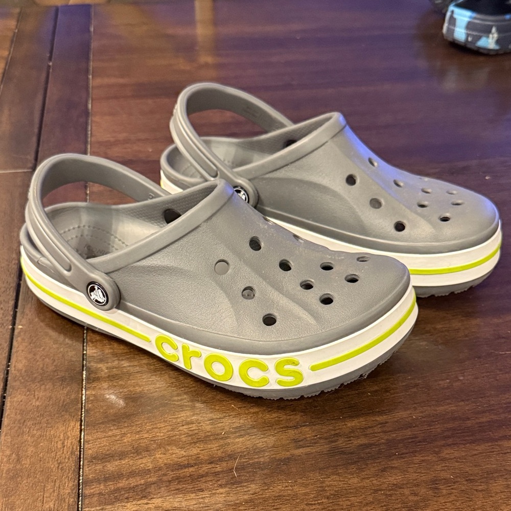 CROCS Sandals - Gray with Neon Yellow Trim
